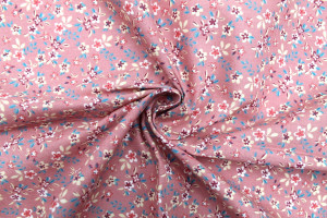 Tissu Cretonne Coton Imprimé Fleur Milla Rose -Au Mètre