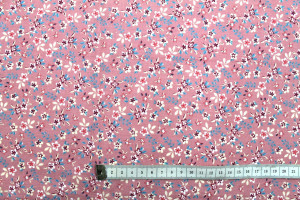 Tissu Cretonne Coton Imprimé Fleur Milla Rose -Au Mètre 2