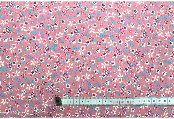 Tissu Cretonne Coton Imprimé Fleur Milla Rose -Au Mètre