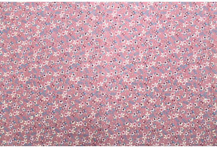 Tissu Cretonne Coton Imprimé Fleur Milla Rose -Au Mètre