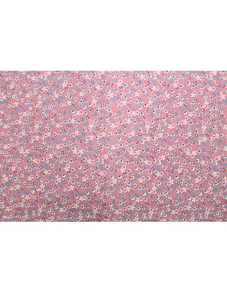 Tissu Cretonne Coton Imprimé Fleur Milla Rose -Au Mètre