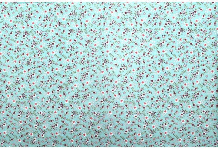 Tissu Cretonne Coton Imprimé Fleur Milla Bleu -Au Mètre
