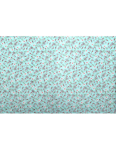 Tissu Cretonne Coton Imprimé Fleur Milla Bleu -Au Mètre