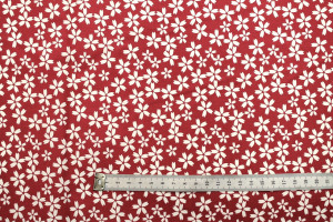 Tissu Cretonne Coton Imprimé Fleur Fresia Rouge -Au Mètre 2