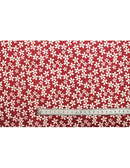 Tissu Cretonne Coton Imprimé Fleur Fresia Rouge -Au Mètre