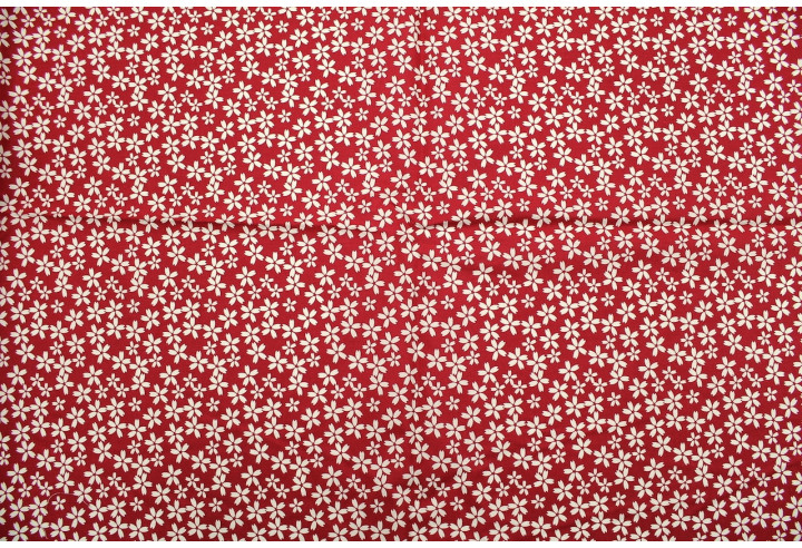 Tissu Cretonne Coton Imprimé Fleur Fresia Rouge -Au Mètre