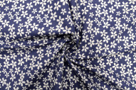 Tissu Cretonne Coton Imprimé Fleur Fresia Bleu -Au Mètre