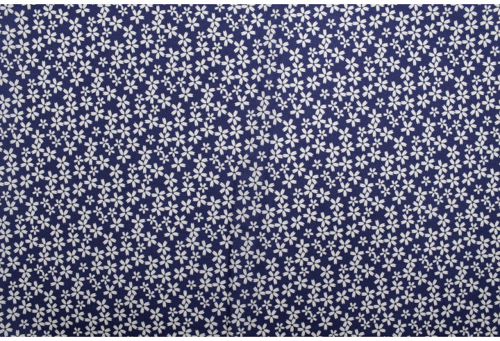 Tissu Cretonne Coton Imprimé Fleur Fresia Bleu -Au Mètre