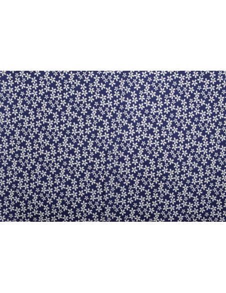 Tissu Cretonne Coton Imprimé Fleur Fresia Bleu -Au Mètre