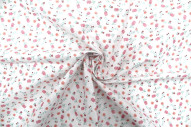 Tissu Cretonne Coton Imprimé Fleur Grena Rose -Au Mètre