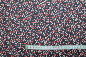 Tissu Cretonne Coton Imprimé Fleur Aster Gris Foncé -Au Mètre 2