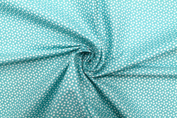 Tissu Cretonne Coton Imprimé Graines Turquoise -Au Mètre