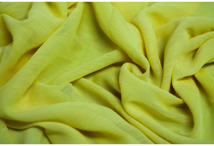Tissu Mousseline Froissée Jaune -Au Mètre