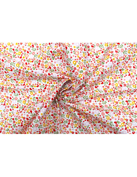 Tissu Cretonne Coton Imprimé Fleur Talia Rose -Au Mètre