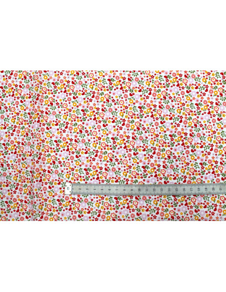 Tissu Cretonne Coton Imprimé Fleur Talia Rose -Au Mètre