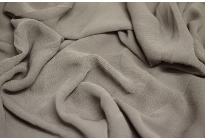 Tissu Mousseline Froissée Taupe -Au Mètre
