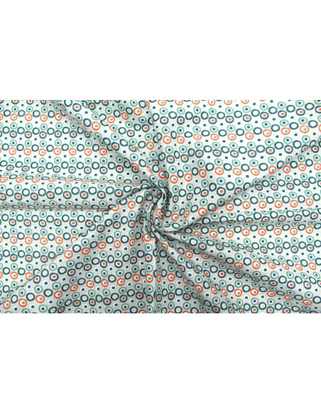 Tissu Cretonne Coton Imprimé Ronds Gris -Au Mètre