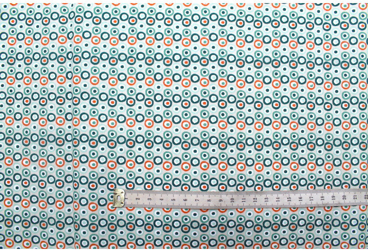 Tissu Cretonne Coton Imprimé Ronds Gris -Au Mètre