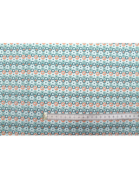 Tissu Cretonne Coton Imprimé Ronds Gris -Au Mètre