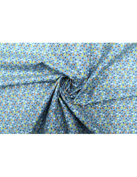 Tissu Cretonne Coton Imprimé Néon Bleu -Au Mètre
