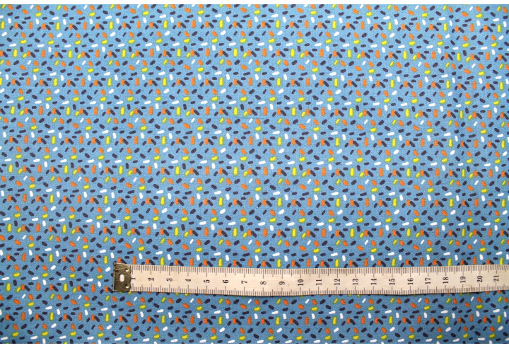 Tissu Cretonne Coton Imprimé Néon Bleu -Au Mètre