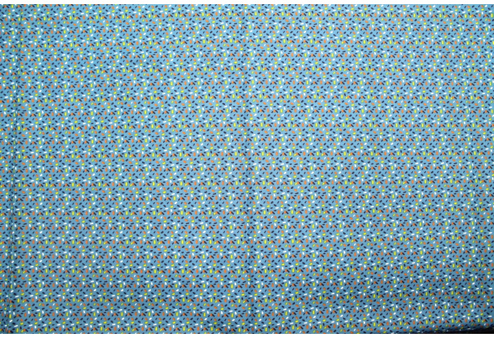 Tissu Cretonne Coton Imprimé Néon Bleu -Au Mètre
