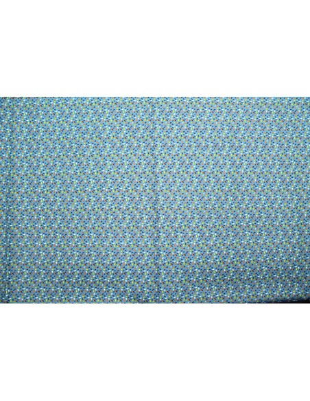 Tissu Cretonne Coton Imprimé Néon Bleu -Au Mètre