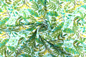 Tissu Cretonne Coton Imprimé Forêt Bleu -Au Mètre