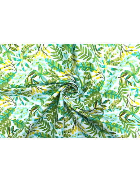 Tissu Cretonne Coton Imprimé Forêt Bleu -Au Mètre