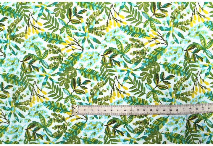 Tissu Cretonne Coton Imprimé Forêt Bleu -Au Mètre
