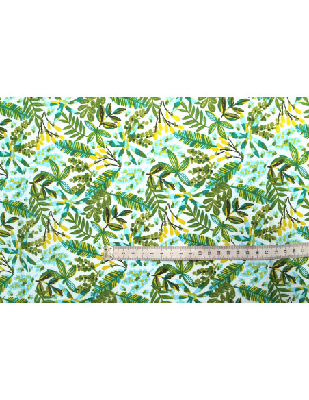 Tissu Cretonne Coton Imprimé Forêt Bleu -Au Mètre