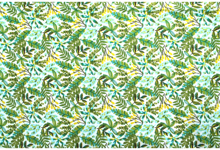 Tissu Cretonne Coton Imprimé Forêt Bleu -Au Mètre
