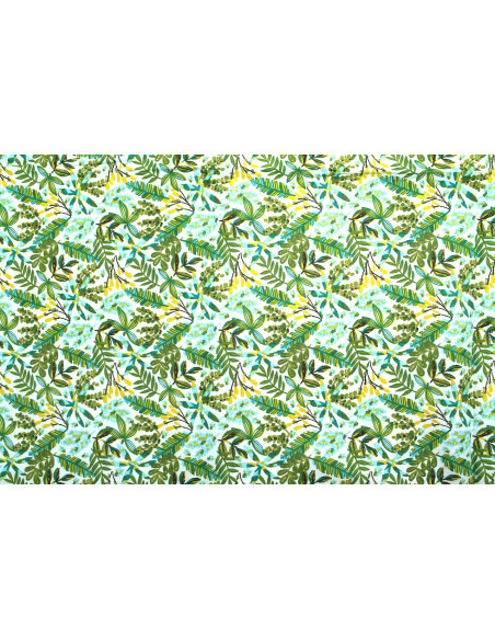 Tissu Cretonne Coton Imprimé Forêt Bleu -Au Mètre