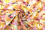 Tissu Cretonne Coton Imprimé Perroquet Corail -Au Mètre