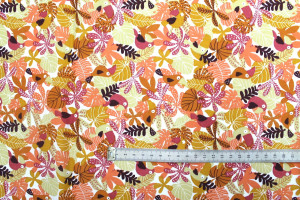 Tissu Cretonne Coton Imprimé Perroquet Corail -Au Mètre 2