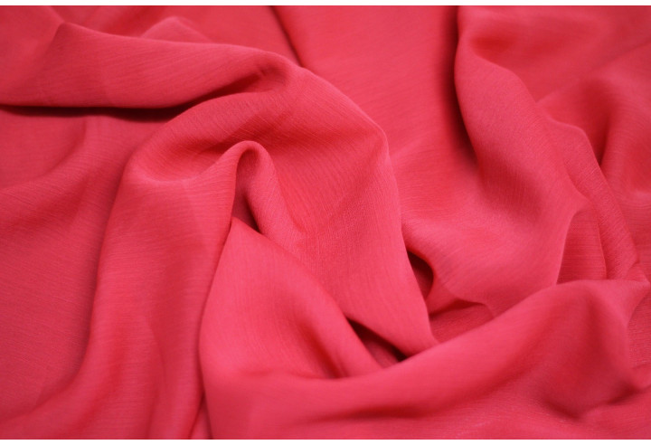 Tissu Mousseline Froissee Rouge -Au Metre