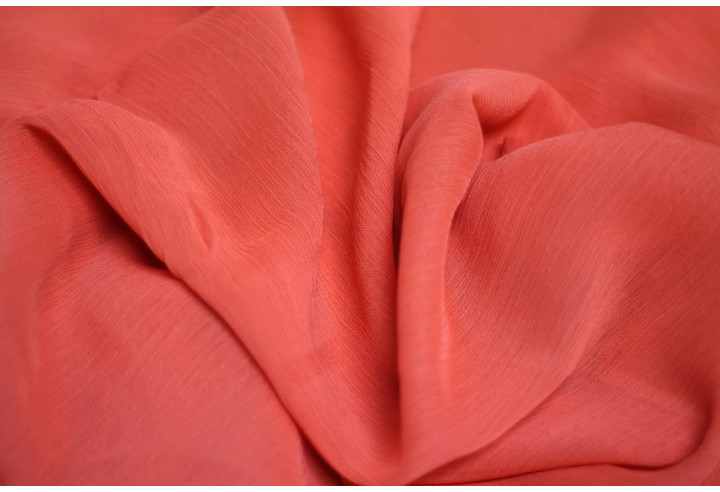 Tissu Mousseline Froissee Orange -Au Metre