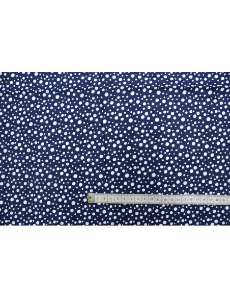 Tissu Popeline Coton Imprimé Bulles Marine -Au Mètre