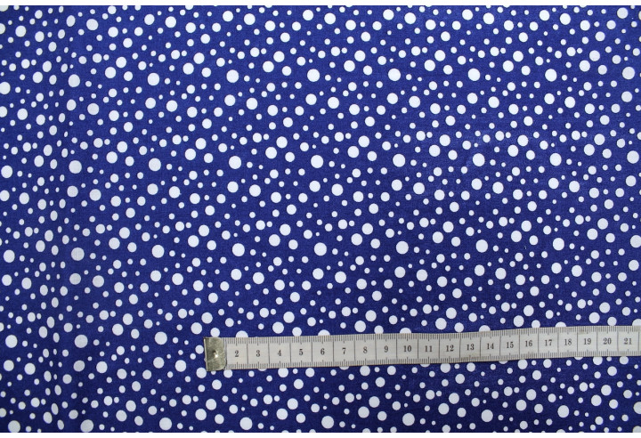 Tissu Popeline Coton Imprimé Bulles Indigo -Au Mètre
