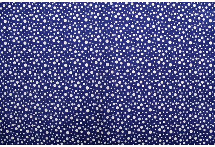 Tissu Popeline Coton Imprimé Bulles Indigo -Au Mètre