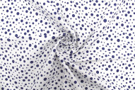 Tissu Popeline Coton Imprimé Fond Blanc Bulles Marine -Au Mètre