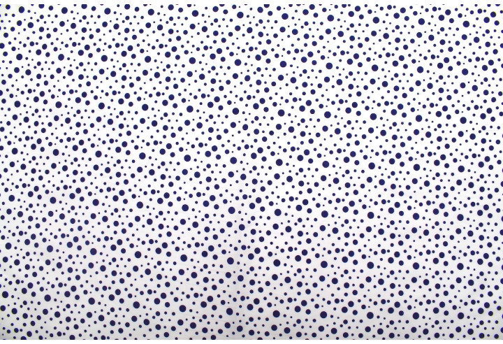 Tissu Popeline Coton Imprimé Fond Blanc Bulles Marine -Au Mètre