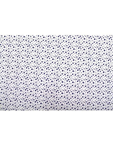 Tissu Popeline Coton Imprimé Fond Blanc Bulles Marine -Au Mètre