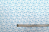 Tissu Popeline Coton Imprimé Fond Blanc Bulles Turquoise -Au Mètre
