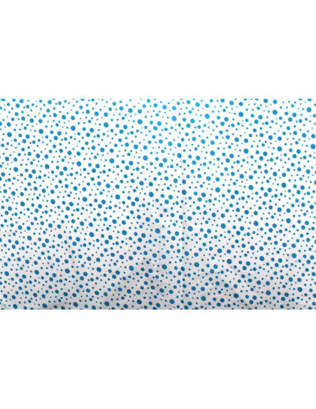 Tissu Popeline Coton Imprimé Fond Blanc Bulles Turquoise -Au Mètre