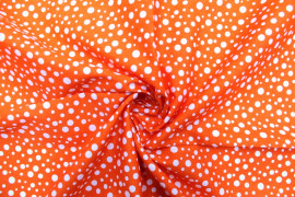 Tissu Popeline Coton Imprimé Bulles Orange -Au Mètre