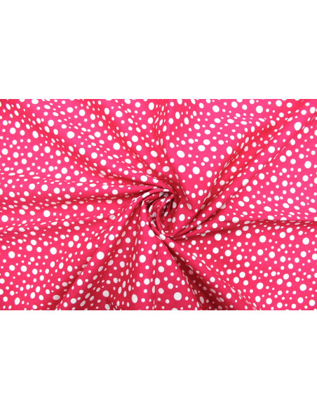 Tissu Popeline Coton Imprimé Bulles Fuchsia -Au Mètre