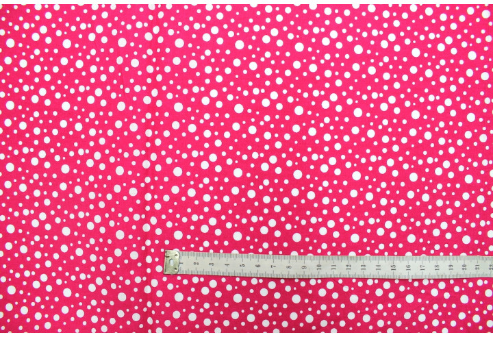 Tissu Popeline Coton Imprimé Bulles Fuchsia -Au Mètre