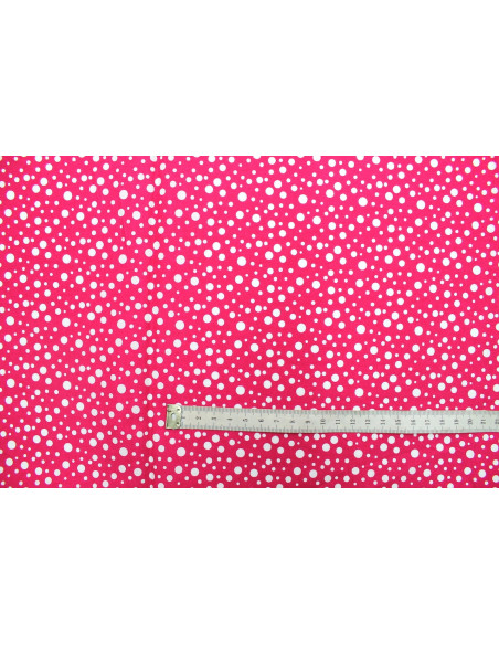 Tissu Popeline Coton Imprimé Bulles Fuchsia -Au Mètre