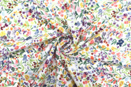 Tissu Popeline Coton Imprimé Fleur Estivale Vert -Au Mètre